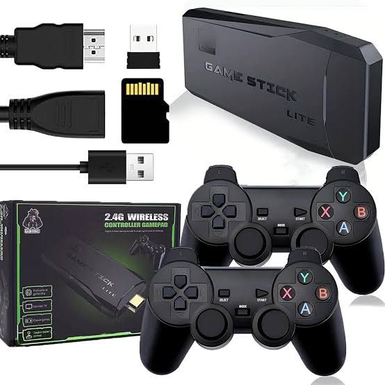 Consola Retro Game Stick Lite 4K con 10,000+ Juegos, 2 Controles Inalámbricos y 64GB – Diversión en tu TV
