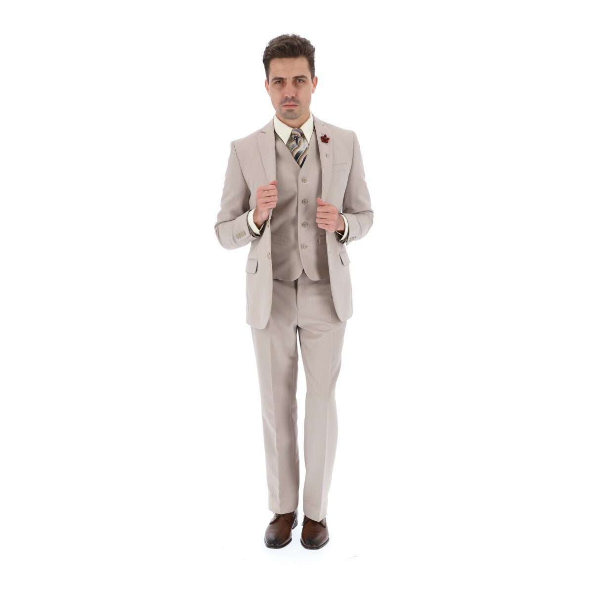 Traje 3 Pzas Regular Fit Beige